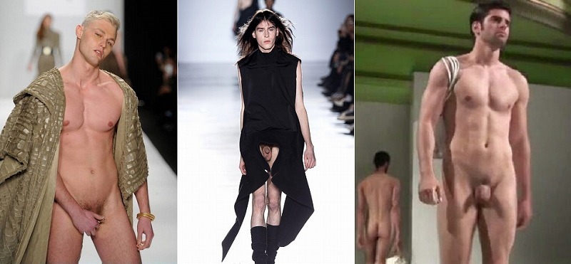 男性 ファッションショー 全裸  半裸男性が布ロールを手にランウェイを闊歩！ JWアンダーソンの ...